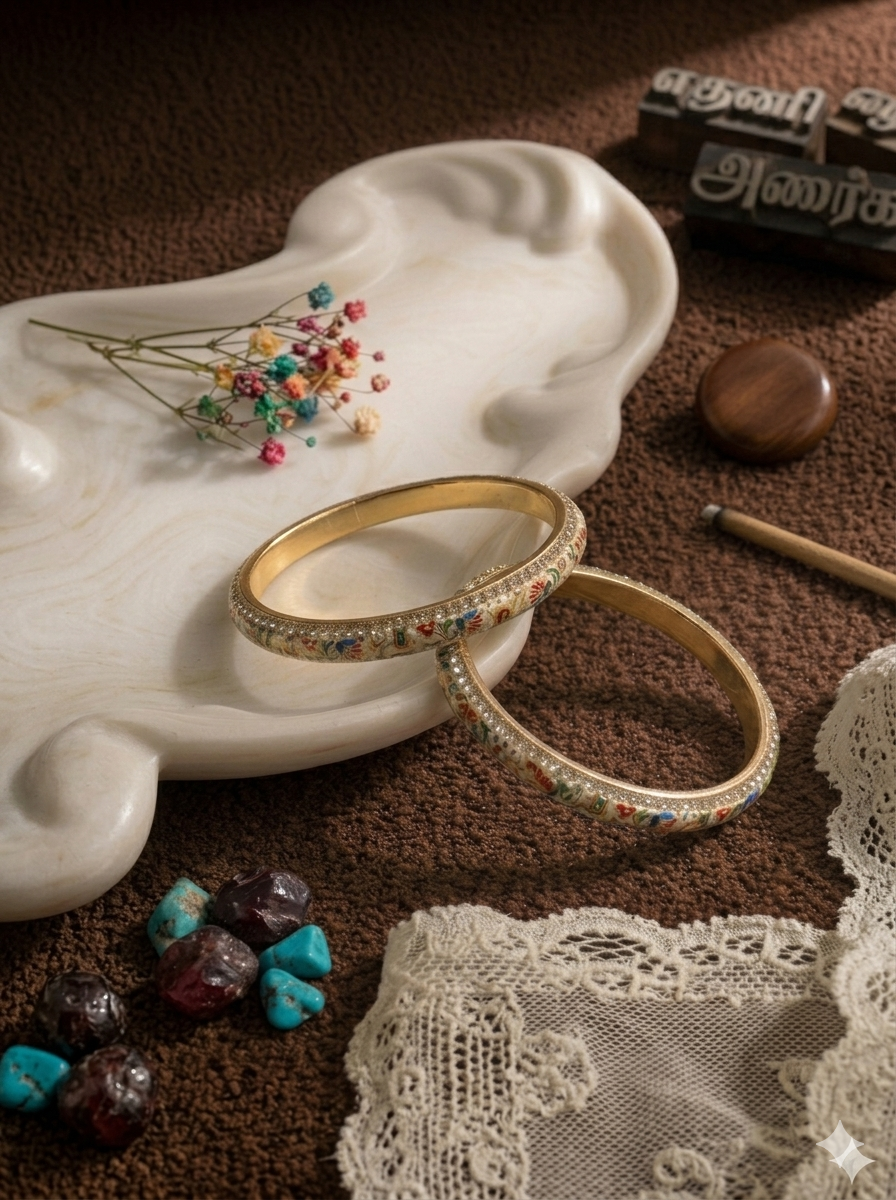 宮廷琺瑯細彩花手環 Vintage Palace Enamel Floral Bangle